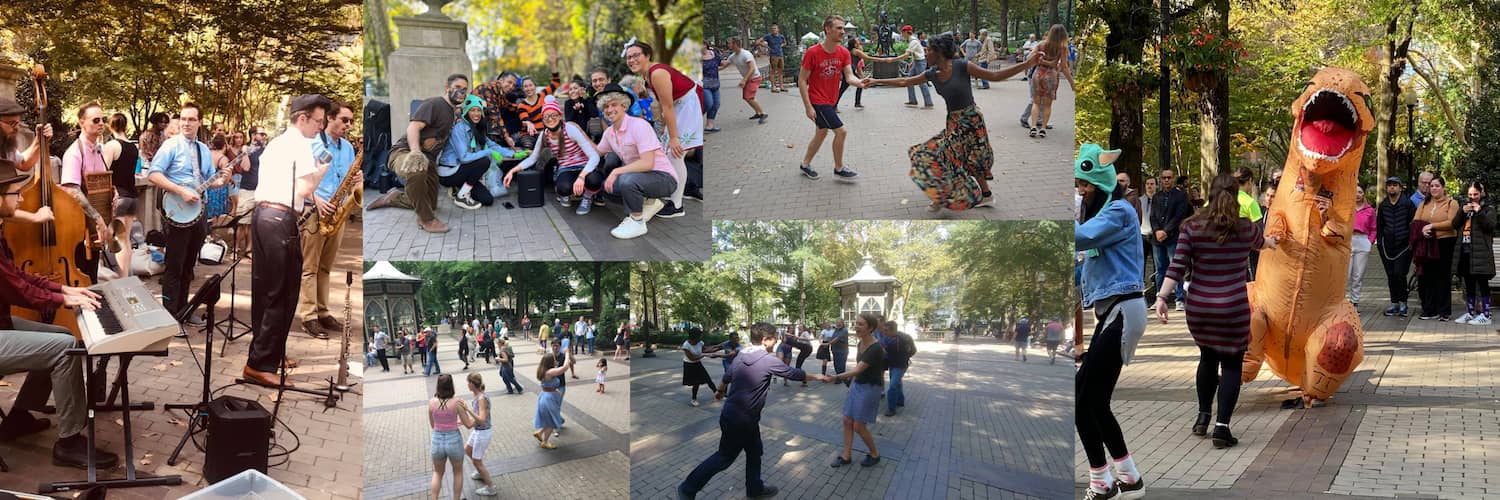 collage of dancers in the park